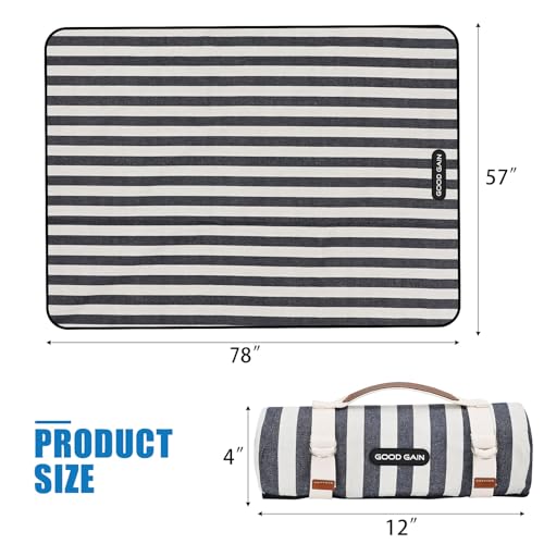 Picnic Blankets Outdoor Extra Large - Waterproof Picnic Blanket with Carry Strap | Machine Washable Picnic Mat with Sandproof Backing for Park,Grass,Hiking,Travel,Concerts,Indoor(Aegean Blue) - color: Aegean Blue