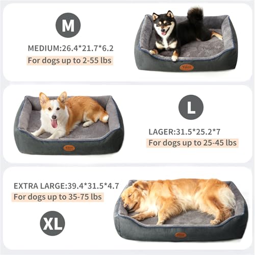 Tidore Orthopedic Dog Beds for Medium Dogs, Durable Egg Crate Foam Sofa Dog Bed wit Washable Removable Cover,Waterproof Lining,Pet Bed for Large Dogs (Dark Grey-Velvet, 39.4" L x 31.5" W x 7.4" Th) - color: Dark Grey-Velvet, size: 39.4"L x 31.5"W x 7.4"Th