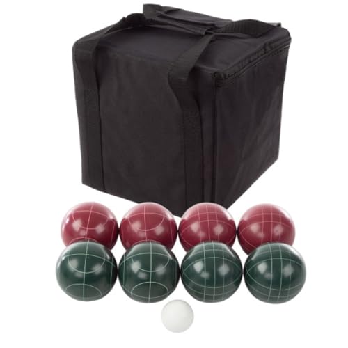 Trademark Games Bocce Ball Set Regulation Size - Lawn Game for Backyard or Beach - Includes Red and Green Bocce Balls, Pallino, and Carrying Case