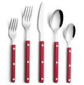 ANNOVA Silverware Set, Retro/Rivet Colorful Stainless Steel Tableware Kitchen Flatware Set Utensils, Includes Dinner Knives, Forks, Spoons, Salad Forks & Dessert Spoons (Red, 10 Pieces) - color: Red