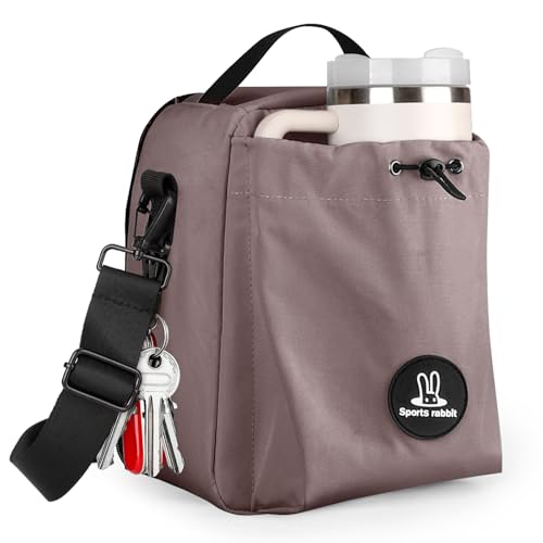 Sports rabbit Insulated Lunch Bag for Men–Compatible with 30/40OZ Handle & Straight Bottles–Leakproof Cooler Tote, Wax-Coated Oxford, Adjustable Strap–Perfect for Work, Travel, Picnics (Coffee Brown) - color: Coffee Brown