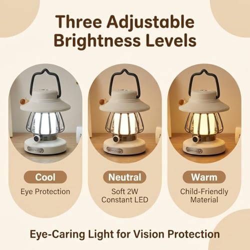 Kids Lantern with 3 Color Dimmable & USB-C Charging, Boys Night Light for Bedroom, Indoor Outdoor Adventures & Emergency Use Toddler Flashlight Camping Essentials for Kids (White) - color: White