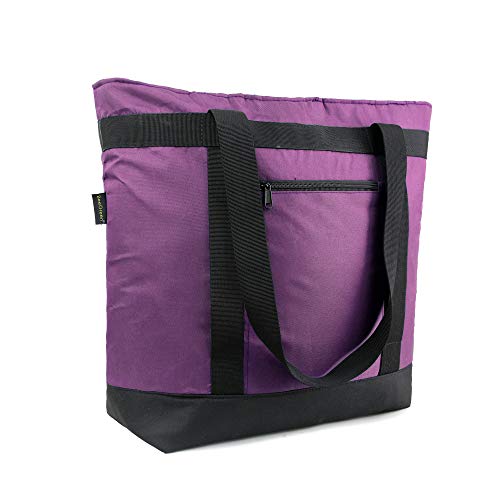 BeeGreen Cooler Bag Soft Insulated Tote for Beach Travel Grocery Shopping Lunch Portable Large Ice Coolers with Handle Hard Freezer Bags with Zippered Top Foldable Leakproof Delivery Totes Purple - color: Dark Purple