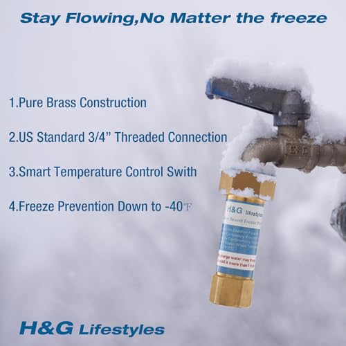 H&G lifestyles Outdoor Faucet Freeze Protection, Heavy Duty Brass Spigot Replacement for Faucet Covers for Winter, Freeze Proof Protector, Easy to Install, Saves Water
