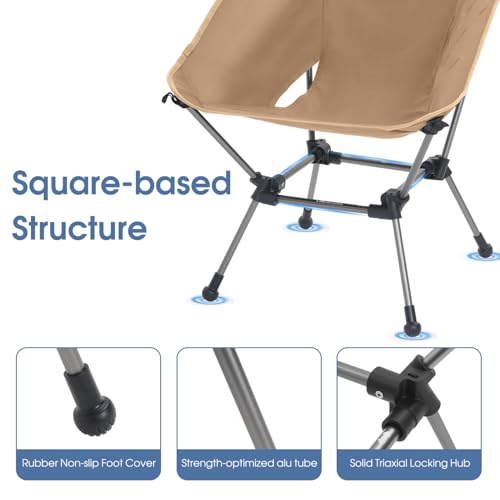 MOON LENCE Portable Camping Chair Plus, Larger & Roomier, Compact and Lightweight Still, Folding Chair for Backpacking & Hiking, 330Lbs Capacity (Desert Rust-2pack) - color: Desert Rust-2pack
