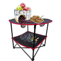 2 Tier Outdoor Camping Gear, Foldable Camping Table with Carry Bag and 4 Cup Holders,Lightweight Collapsible Canvas Table for Beach, Picnic, BBQ,Campfires,Fishing,Hiking,Tailgating - color: Black & Red