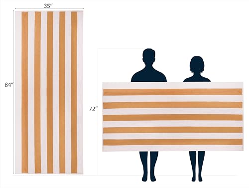 COTTON CRAFT Oversized Beach Towels - 2 Pack XXL 35x84 - The Big Kahuna 7 Foot Extra Large Beach Blanket Towel - Big & Tall - Huge 100% Cotton Velour Plush Soft Luxury Towel - Cabana Stripe Linen - color: Cabana Stripe - Linen, size: 2 Pack - 35x84