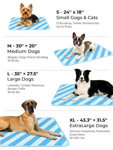 Dog Cooling Mat for Dogs & Cats, Soft Breathable Cooling Pad for Dog Bed, 43"x32" Self Cooling Crate Mat for Dogs, No Gel Washable Non-Slip Pet Cooling Mat Indoor Outdoor, Blue Stripe - color: Blue, size: 43"x32"(X-Large)