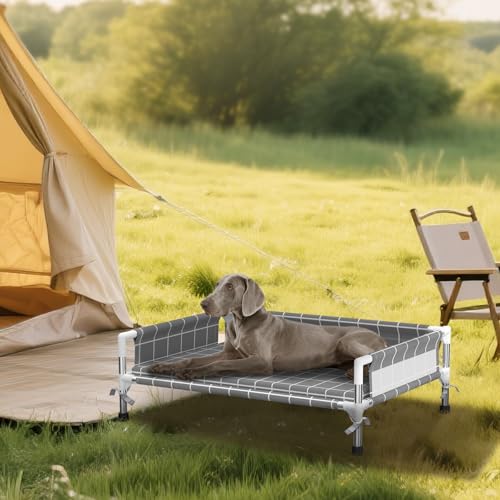 Elevated Dog Bed with Three-Sided Fence and Removable Cushion - Anti-Slip Feet, Stable Design, Easy Assembly, Indoor Relaxation & Outdoor Activities for Meduim Dogs, All-Season Comfort - size: Cushion-M