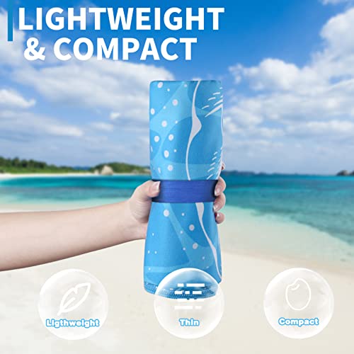 2 Pack Lightweight Thin Beach Towel Oversized 71"x32" Big Extra Large Microfiber Sand Free Towels for Adult Quick Dry Travel Camping Beach Accessories Vacation Essential Gift Blue Shell Stripe - color: 2 Pack Blue Shell Stripes