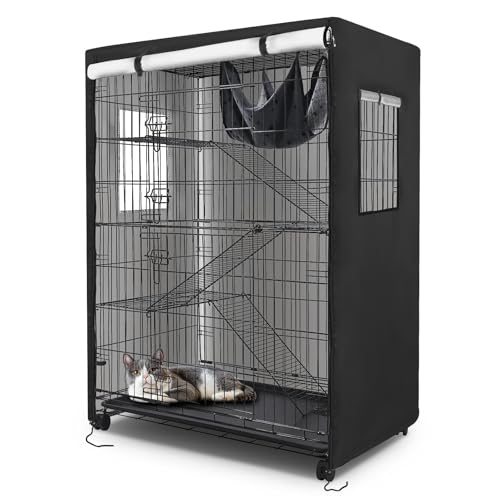 Catio Cover, 37" L x 23.5" W x 50" H Waterproof Cover for Outdoor Cat Enclosure, 420D Cat Cage Cover for Homey Pet Cats Cages, Black (Catio Not Included) - size: 37"L x 23.5"W x 50"H for Homey Pet