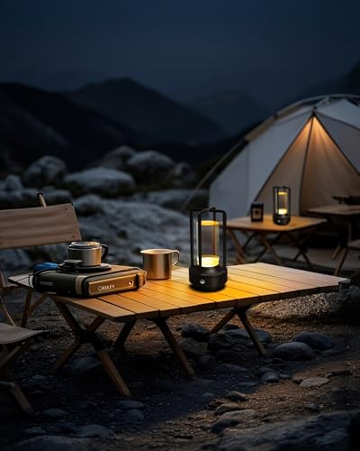 Set of 2 Cordless Table Lamps, LED Rechargeable Battery Operated Desk Lamps with 3 Color Stepless Dimmable, Small Light Portable for Outdoor Patio Bar Restaurants Bedroom Bedside (Black) - color: Black-2