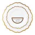 PLASTICPRO 32 Pack Elegant Disposable Plastic Plates Combo Set Includes 16 Dinner Plates and 16 Salad Plates Heavy Duty Fancy Party Plates White & Gold Contemporary Design - color: White & Gold Contemporary