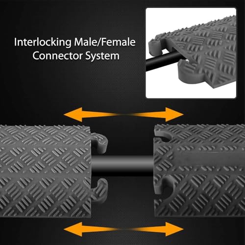 Pyle 40-Inch Rubber Cable Protector Ramp - Channel Heavy Floor Cord Concealer for Extension Cords & Hoses, Driveway Protective Covering Armor, 11,000 lbs Load Capacity, Indoor/Outdoor Use (Pack of 2)