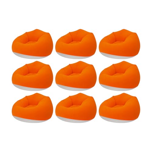 9 Pieces Inflatable Sofa with 2 Foot Pumps, Inflatable Chairs for Adults Kids, Blow Up Couch Camping Lounger, 264LBS Portable Air Sofa for Indoor Outdoor Party, Orange