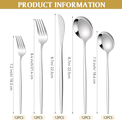 60 Pcs Stainless Steel Tableware Set Silverware Set Flatware Cutlery Utensils Spoon Fork Knives Service for 12 for Home Restaurant Apartment and Kitchens (Elegant Gold) - color: Elegant Gold