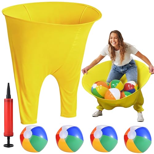 Granny Pants Outdoor Game with 4 Bouncy Balls, Giant Yard Toss Game for Teens & Adults, Hilarious Outdoor Party Relay Game, Team Building Lawn Field Game Set for BBQ, Family Reunion