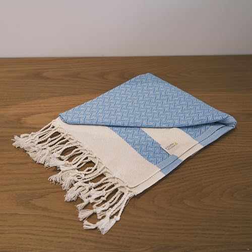 mysticalanatolia Turkish Beach Towel Oversized Cotton Sand Free Quick Dry Lightweight Peshtemal Large Travel Yoga Picnic Blanket Absorbent Compact 39x79 Light Blue - color: Light Blue
