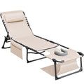 Flamaker Face Down Chaise Lounge Chair 5-Position Adjustable Sunbathing, Foldable Tanning Chair with Face& Arm Holes, Outdoor Recliner Chair for Pool, Beach, Patio, Lawn (Beige, 1 Pcs) - color: Beige, style: Sauna, 1 Pcs