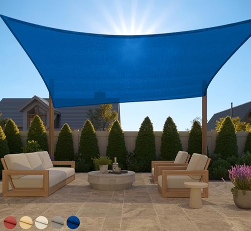 GORILLA GRIP Heavy Duty Sun Shade, UV Protection Fade Tear and Rust Resistant Rectangle Sunshade Canopy, Curved Edges Blocks Sunlight, Breathable Sail, Outdoor Patio, Lawn Garden, 8x12 FT Blue - color: Blue, size: 8' X 12', style: Rectangle