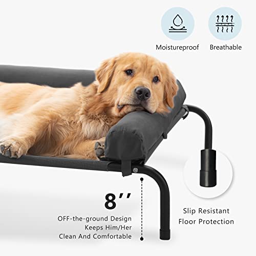 WESTERN HOME Cooling Elevated Dog Bed for Large Dogs, Portable Indoor & Outdoor Raised Dog Bed with Breathable Mesh, Chew Proof Pet Hammock Cots with Removable and Waterproof Bolsters - color: Grey, size: 43.0"L x 31.0"W x 8.0"Th