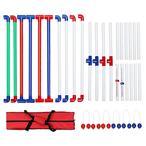Ladder Toss Outdoor Game Set - Win SPORTS Indoor Ladder Ball Toss Game with 6 Weighted Bolos, Carrying Case and Sand Weighted PVC Piping,Games for Adults, Kids, Family