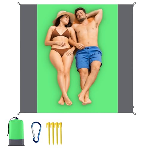 Waterproof Outdoor Mat Sandproof Blanket Lightweight Camping Ground Cover for Family Travel Relaxing Picnic Use 1 Pcs(Grey Green) - color: Grey Green