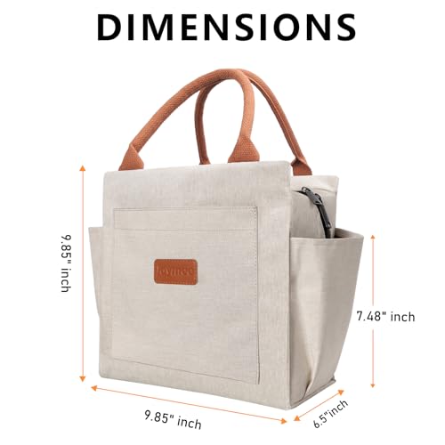 Joymee Lunch Bag Women Insulated Lunch Box Reusable Leakproof Large Spacious Cooler Tote for Women Men Adult with Bottle Holder and Side Pockets for Work Office Travel Picnic - Beige - color: 04 Beige