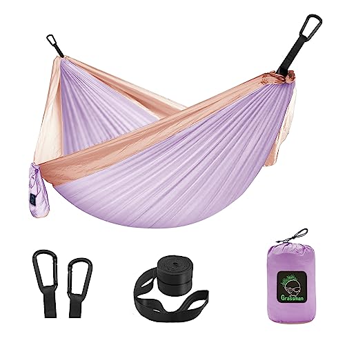 GRASSMAN Kids Hammock-Small Camping hammocks, Portable Camping Gear for Child Indoor/Outdoor use, with Tree Straps & Carabiners Purple - color: Purple & Pink, size: one pack