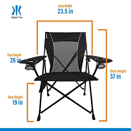 Kijaro Foldable Camping Chair, Vik Black, Polyester, Mesh, Steel, Portable, Durable, Unisex - color: Vik Black