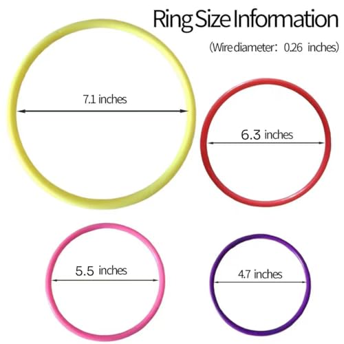 24PCS 4 Sizes Plastic Ring Toss Game Set - Outdoor Yard Games for Family Party, Speed & Agility Training Toys for Kids Adults - Includes Carnival Birthday Bridal Shower Party Favors (Colors May Vary)