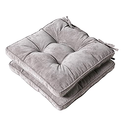 Furlide Seat Cushions 18 x 18 Inch Chair Cushion Pad for Kitchen Dining Chairs Indoor Outdoor Cushions Set of 2, Square Grey - color: Grey