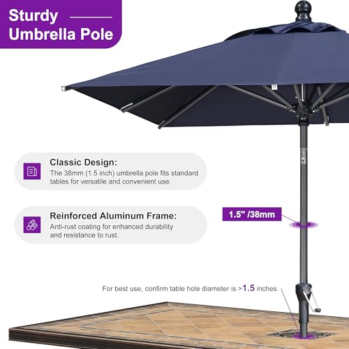 PURPLE LEAF 6' x 6' Square Patio Umbrella Outdoor Table Umbrella Aluminum Frame Market Umbrella Sun Umbrella with 8 Sturdy Ribs Tilt for Garden Deck Lawn Pool Navy Blue - color: Navy Blue, size: 6' x 6'