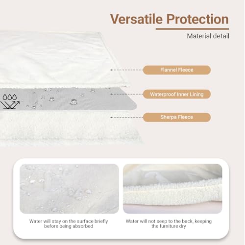 Waterproof Dog Blanket for Medium Dogs - Reversible Washable Pet Blanket, Soft Sherpa Fleece Furniture Protector, Cat Throw Bed Couch, Cream, 30"x40" - color: Cream, size: 30x40 Inch