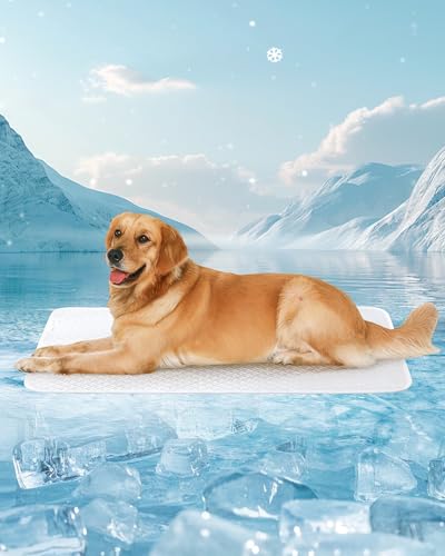 Dog Cooling Mat - Instant Cooling Pet Bed for Dogs & Cats, 6-12°F Drop, Non-Toxic & Machine Washable, Anti-Slip Bottom, Cool Mat for Indoor & Travel Use Light Gray 42" x 28" - color: Light Gray, size: XL (42" x 28")