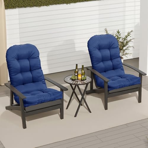 Adirondack Chair Cushion, Thick Indoor/Outdoor Rocking Chair Cushion with High Elasticity PP Cotton Water-Resistant Patio Furniture Cushions High Back Seat Pads for Porch Yard Lawn Chairs 44x19x4 - color: Navy