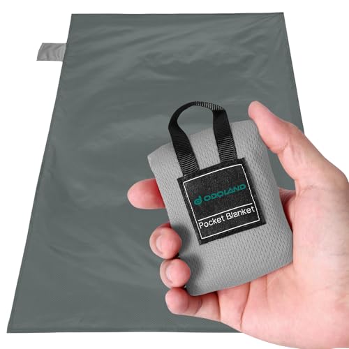 Odoland Beach Blanket Picnic Blanket, 43.3" x 27.5" SandProof Waterproof Outdoor Pocket Blanket with Portable Bag, Foldable Lightweight Sand Free Beach Mat for 1 People Hiking, Camping, Travel, Grey - color: Gray, size: 27.5" x 43.3"(1 People)
