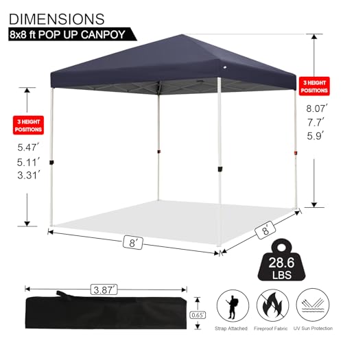 Northroad 8X8 FT Pop Up Canopy, Outdoor Instant Canopy Tent w/Carrying Bag, Portable Gazebo Shelter for Wedding Party,Commercial Event,Patio,Garden,Beach -Dark Grey - color: Dark Grey, size: 8x8