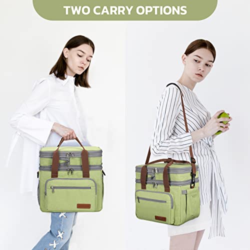 Maelstrom Lunch Box, 23L Insulated Lunch Bag, Expandable Double Deck Cooler Bag, Lightweight Leakproof Tote Bag With Side Tissue Pocket, Suit For Men and Women (C. Green) - color: C. Green