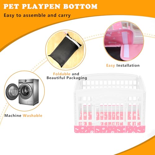 Dog Playpen Bottom for 36" Inch Pet Playpen with 4 Panels, Dog Crate Bottom Pet Tent Puppy Play Pen Bottom, Ideal for Indoor/Outdoor Use. Note: Playpen Not Included. (Pink) - color: Pink