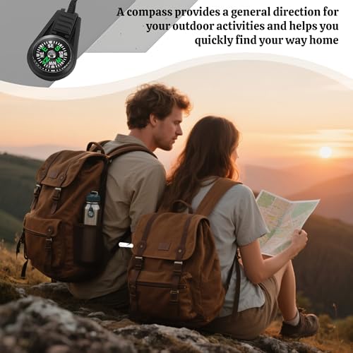 110 Pcs Mini Survival Compass Outdoor Camping Hiking Pocket Compass Mini Compass Party Favor for Paracord Bracelet Necklace Key Chain Outdoor Activities Hiking Accessory（Black）