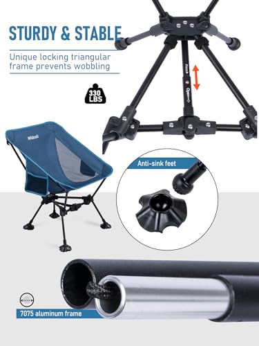 WildCall Lightweight Folding Camping Chair Compact Beach Chair with Anti-Sinking Large Feet - color: 1 X Blue
