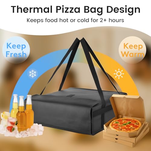 Bodaon Pizza Bags for Delivery, Insulated Pizza Delivery Bag for Delivery Drivers, 20" x 20" x 6" Pizza Warmer Bags for Carry Hot, Commercial Food Warmers for Catering, Pizza Carrier, Black - color: Black, size: 20" x 20" x 6"H