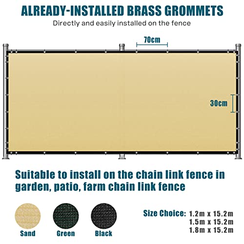UIRWAY Privacy Screen Fence 4ft x 50ft Sand, Heavy Duty 170GSM 90% Blockage Chain Link Fence Privacy Screen, UV Resistant Outdoor Windscreen Shade Net for Backyard Garden Patio Yard with Cable Ties - color: Sand, size: 4' x 50'