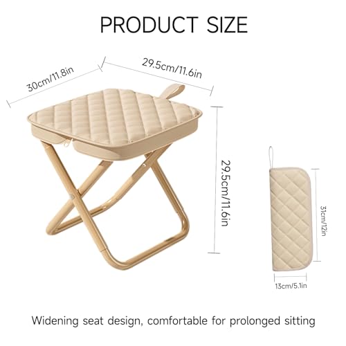 11.8" Pocket Chair Lightweight Travel Stool Portable Camping Chair Thickened Folding Camp Stools 350lbs for Adults Hiking Purse Stool, Khaki - color: Khaki