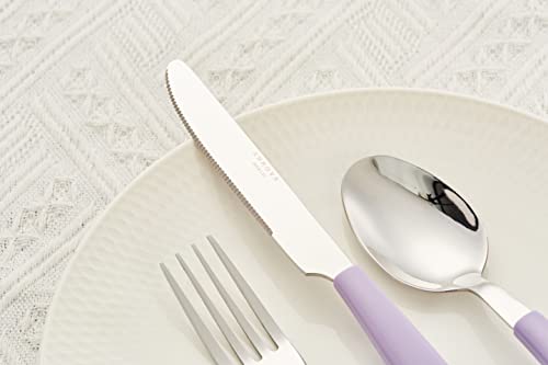 ANNOVA Silverware Set 20 Pieces Stainless Steel Cutlery Color Handle Flatware - 4 x Dinner Knife; 4 x Dinner Fork; 4 x Salad Fork; 4 x Dinner Spoon; 4 x Dessert Spoon (Lilac) - color: Lilac 20Pieces