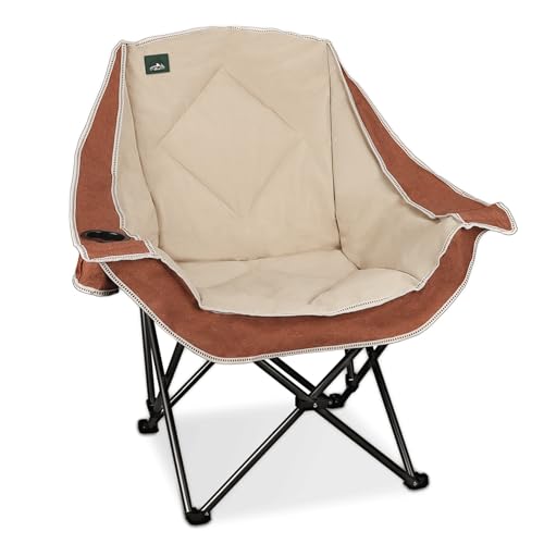 Northroad Folding Camping Chair,Oversized Portable Camp Chair w/Cup Holder,Heavy Duty Padded Lawn Chair Support 300 LBS for Outdoor, Tailgates, Beach, Hiking, and Picnics - color: Moca