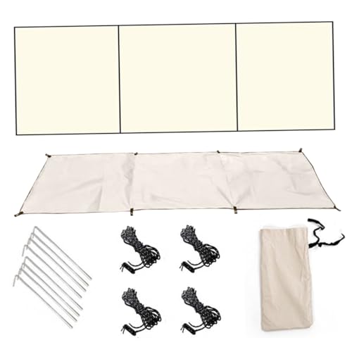 Wind Screen 98x28in Foldable Wind Blocker 210d Silver Coating Camping Windbreaks with Grommet 3 Panel Screen for Outdoor Beach Lawn Privacy Blocker Camping Windbreaks