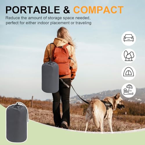 BEAUTYZOO Outdoor Dog Bed Waterproof, Camping Dog Bed Reversible, Portable Travel Bed with Carry Bag- Machine Washable, Durable, Foldable Outdoor Pet Bed Mat for Medium Large Dogs, 35” x 51“ Green - color: Army Green, size: 51.0"L x 35.0"W x 2"Th