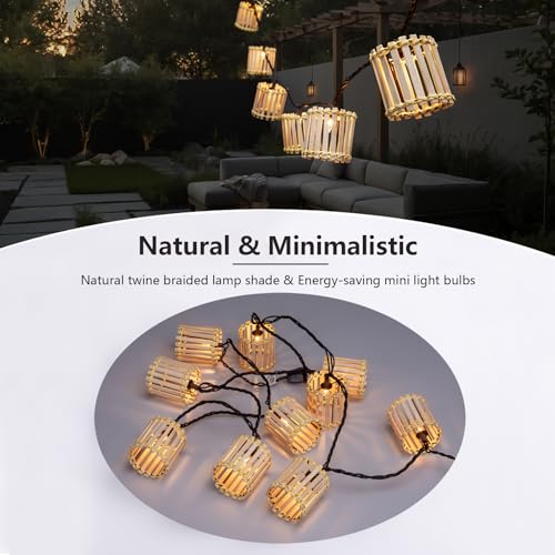 Outdoor-String-Lights-Waterproof, Bamboo Lantern String Lights for Patio, Garden, Porch, Balcony, Gazebo Decorative (Bamboo) - style: Bamboo